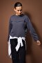 Antrasit Kalın Şardonsuz İspanyol Kol Dikiş Detaylı Relaxed Örme Sweatshirt TWOAW26SW00110 - 2