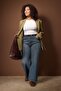 Indigo Yüksek Bel Wide Leg/Geniş Paça %100 Pamuk Non-Stretch Büyük Beden Jeans TBBAW26CJ00002