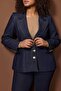Koyu Mavi Cep Detaylı Bele Oturan Dar Kalıp Blazer Denim Ceket TBBAW26AG00042 - 3