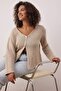 Bej Pamuklu V Yaka Relax Fit Triko Hırka TBBAW26AV00049 - 2