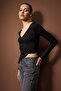 Black Accessory Detailed Asymmetric Fitted/Bodycon Knitted Blouse Twoaw26Bz00322 - 2