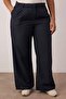 Lacivert Lastik Belli Wide Leg Büyük Beden Dokuma Pantolon TBBAW26AR00019 - 3