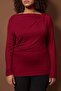 Bordo Fitted/Vücuda Oturan Asimetrik yaka Detaylı Yumuşak Kumaşlı Esnek Örme Bluz TBBAW26AF00088 - 3