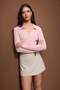 Wardrobe Essentials Pudra Premium İplikPolo Yaka Fitilli Triko Kazak | TWOAW26KZ00077 - 2