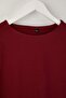 Bordo Pamuklu Kayık Yaka Fitted/Vücuda Oturan Esnek Bluz TBBAW26AF00027 - 7