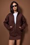 Wardrobe Essentials – Dark Brown Oversized Hooded Knitted Sweatshirt | Twoaw26Sw00018