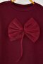 Bordo Pamuklu Fiyonklu Kalın/İçi Polarlı Oversize Örme Kız Çocuk Sweatshirt TKDAW26SW00026 - 3