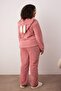 Pembe Wellsoft/Peluş Kapüşonlu Kulak Detaylı Örme Pijama Takımı TBBAW25AI00021 - 4