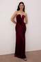 Bordo Kalp Yaka Shift/Düz Kesim Maxi Örme Kadife Abiye & Mezuniyet Elbisesi TPRAW26AE00006 - 2