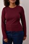 Bordo Lacivert 2'li Paket Crop Kaşkorse Örme Büyük Beden Bluz TBBAW26AF00055 - 3