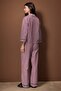 Bordo Çizgili Poplin Dokuma Pijama Takımı THMAW26PT00101 - 4