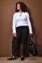 Beyaz Fiyonk ve Cut Out Detaylı Bisiklet Yaka Slim/Vücuda Oturan Örme Bluz TBBAW26AF00023