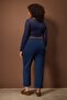 Lacivert Yüksek Bel Kemerli Mom Fit Denim Büyük Beden Jeans TBBAW26CJ00026 - 4