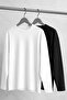 Siyah-Beyaz 2'li Paket %100 Süprem Oversize/Geniş Kesim Örme T-Shirt TBBAW26BF00007 - 6