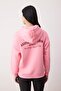 Açık Pembe alın İçi Polarlı Kapüşonlu Ön ve Sırt Baskılı Oversize Örme Sweatshirt TWOAW26SW00184 - 4