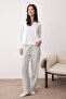 Blue Striped Buttoned Top Knitted Bottom Viscose Woven Pajama Set Thmaw26Pt00016