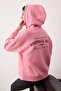 Açık Pembe alın İçi Polarlı Kapüşonlu Ön ve Sırt Baskılı Oversize Örme Sweatshirt TWOAW26SW00184