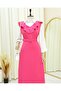 Long Gilet Dress with V-Neck Belt -Fuchsia - 6