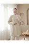 Winterpullover mit Wabenmuster aus lockerem Strick – Ecru
