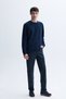 Men's Navy Blue Slim Straight Fit Trousers