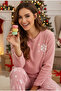 Pink Snowflake Pattern Embroidered Fleece Winter Knitted Pajama Set