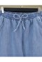 Wide Leg Jeans with Elastic Waist and Pockets - Ice Blue - 6