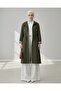Tunnel Lace-Up Top Pocket Detailed Unlined Washable Organic Trench Coat -Khaki