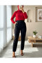 Thick Belted Fabric Trousers - Black