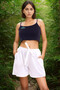 20074507 Dok.Keten Pocketed Shorts with Ties and Elastic Waist Ekru