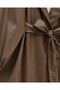 Double Pocket Buttoned Leather Cap with Elastic Handle - Tan - 5