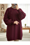Floral Patterned Stoned Soft Knit Sweater - Burgundy - 2
