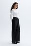 Women's Black Wide Leg Double Breasted Detailed Trousers - 3