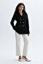 Women's Black Fitted Wool Casual Jacket - 5