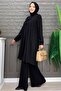 WOMEN'S BLACK COLLAR TIE-UP CHIFFON CREPE TUNIC T 4542 - 2