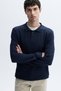 Men's Navy Blue Modal Blend Polo Collar Sweater