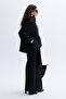 Women's Black Zippered Poncho Coat - 4