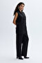 Women's Black Oversize Long Double-Breasted Vest - 3