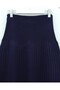 Elastic Waist Pleated Knit Skirt - Navy - 5