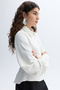 Women's Off-White Draped Long Sleeve Shirt - 4