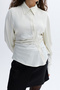 Women's Off-White Draped Long Sleeve Shirt - 3