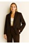 Women's Brown Cashmere Oversized Blazer Jacket – Single Button, Lined, Stylish Office Combination