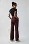 Burgundy High Waist Wide Leg Palazzo Pants – Flexible Textured Fabric, Flowy Wide Leg - 5