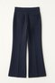Navy Blue High Waist Wide Leg Palazzo Pants – Stretchy Textured Fabric, Wide Leg - 8