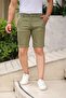Men's Knitted Gabardine Tight Stretchy Khaki Capri Shorts with Pockets - 4