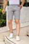 Men's Knitted Gabardine Tight Stretchy Gray Capri Shorts with Pockets
