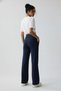 Navy Blue High Waist Wide Leg Palazzo Pants – Stretchy Textured Fabric, Wide Leg - 6