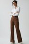 Brown High Waist Wide Leg Palazzo Pants – Stretchy Textured Fabric, Wide Leg