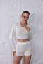 Women's Ecru Short T-Shirt Shorts Set |   Msc055-Ecru - 3