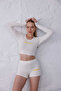 Women's Ecru Short T-Shirt Shorts Set |   Msc055-Ecru - 5