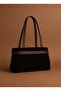 Women’s Leather Belt Detail Black Suede Luxury Shoulder Bag - 3